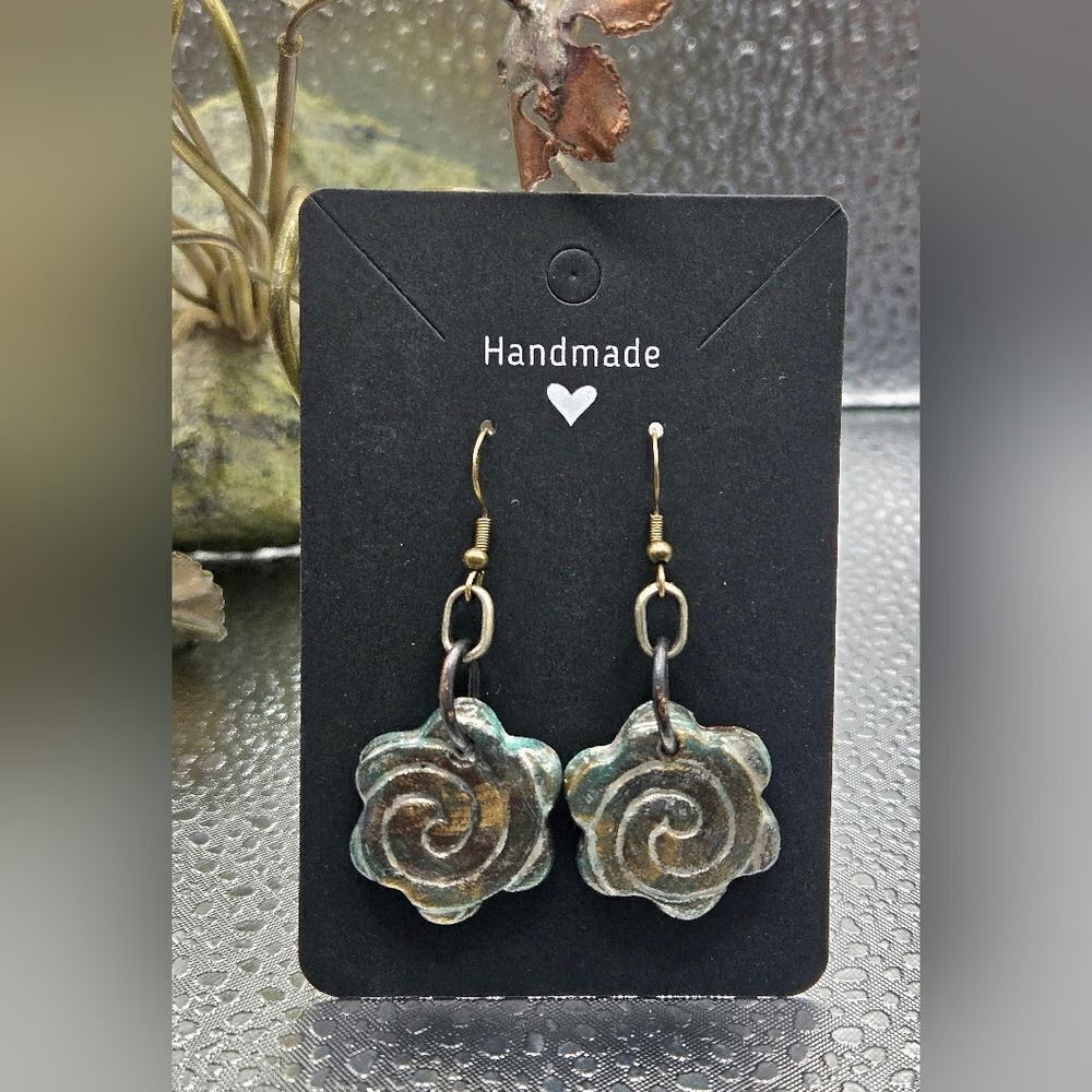 "5/$40" Artisan Clay Floral Swirl Mixed Metal Multicolored Earrings 925 Ear Wire